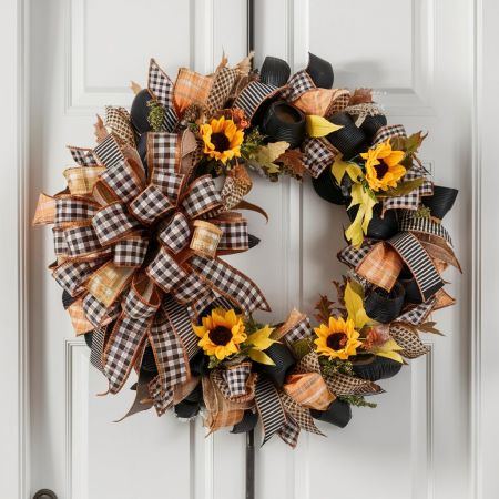 Fall/Autumn Season Ribbon Wreath